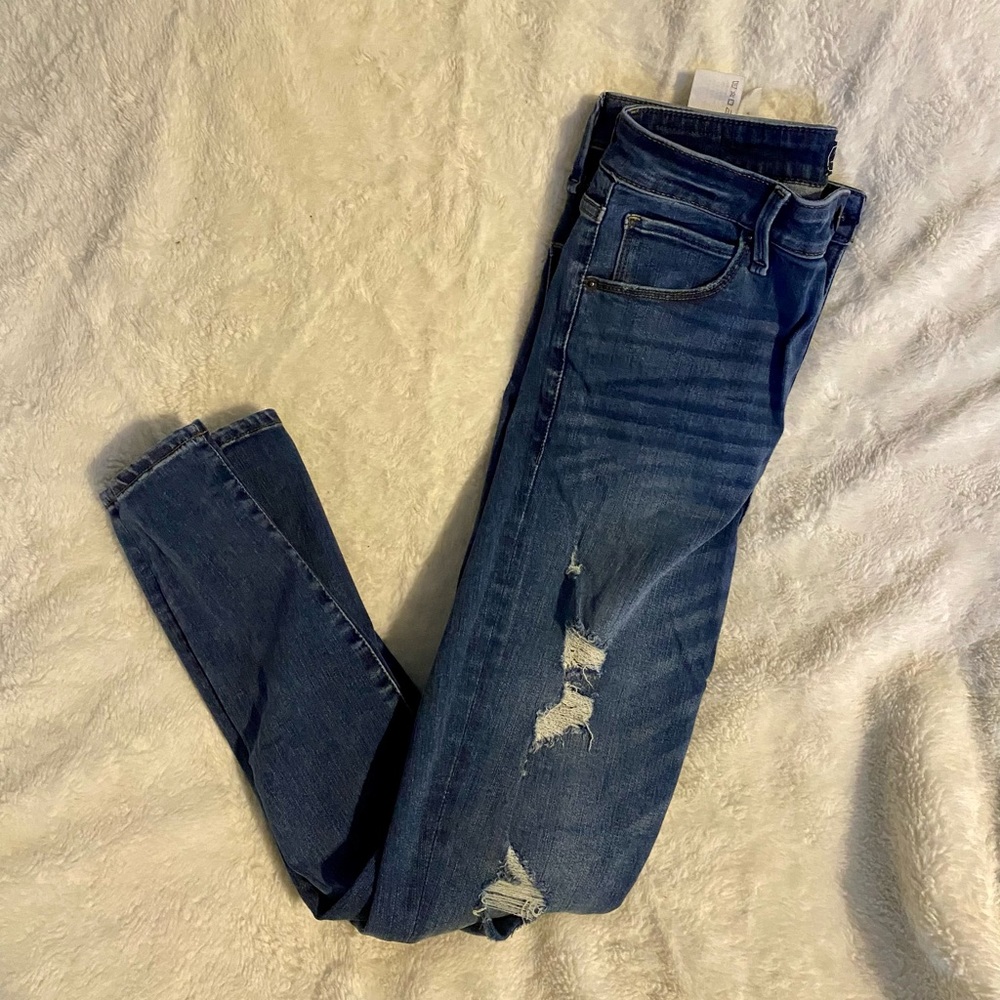 Abercrombie curve love ripped skinny jeans